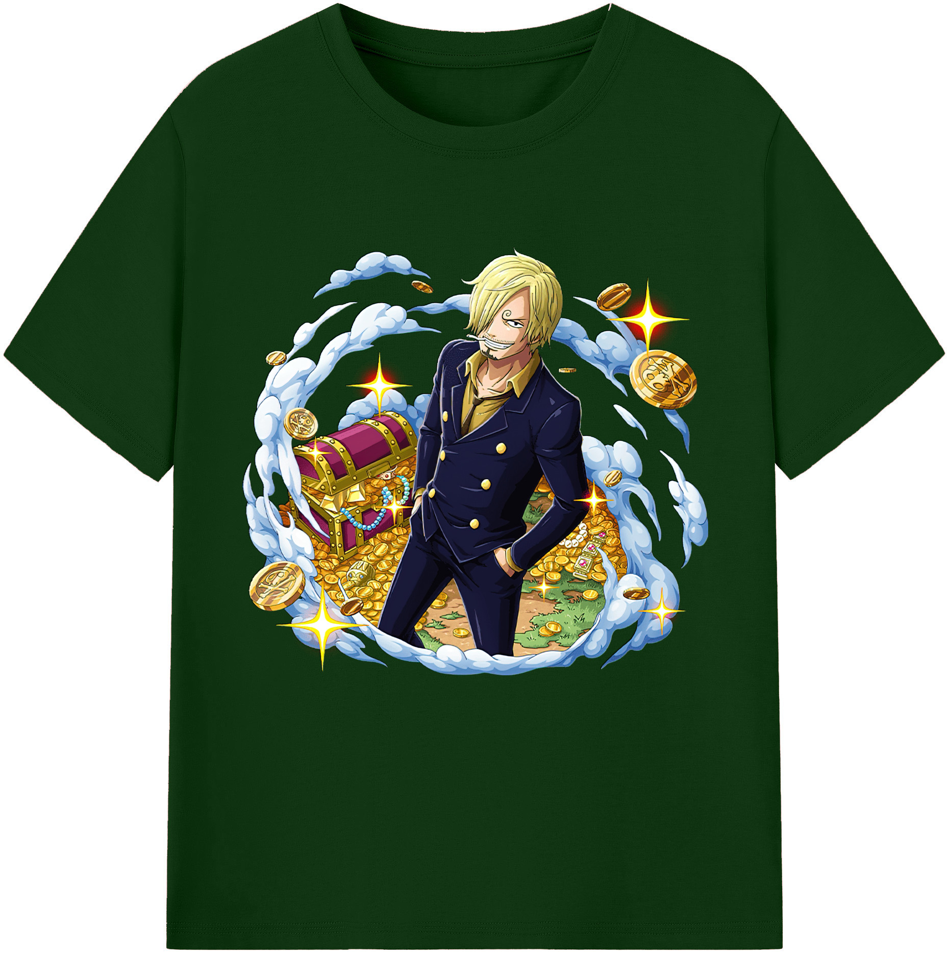ワンピース サンジ ONE PIECE Sanji 綿100％半袖Tシャツ（フロントプリント）